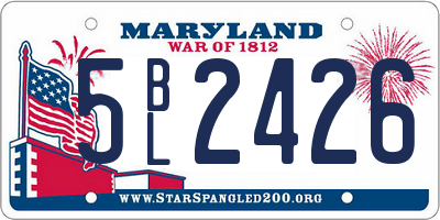 MD license plate 5BL2426