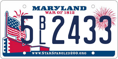 MD license plate 5BL2433
