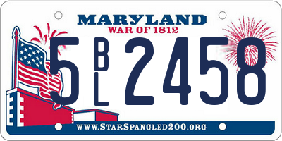 MD license plate 5BL2458
