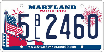 MD license plate 5BL2460