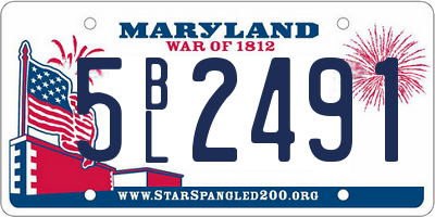 MD license plate 5BL2491