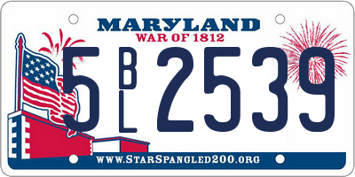 MD license plate 5BL2539