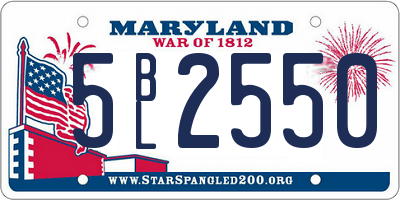 MD license plate 5BL2550