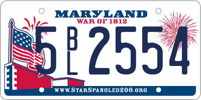 MD license plate 5BL2554