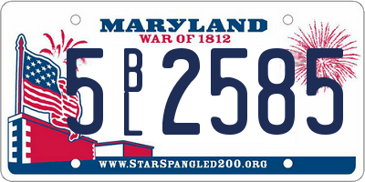 MD license plate 5BL2585