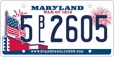 MD license plate 5BL2605