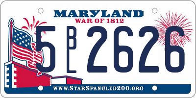 MD license plate 5BL2626