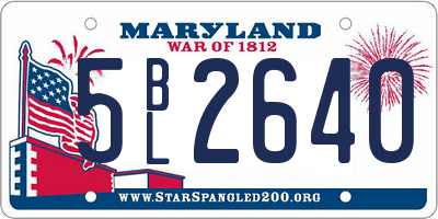 MD license plate 5BL2640