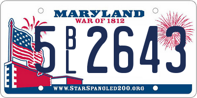 MD license plate 5BL2643