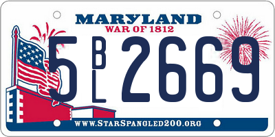 MD license plate 5BL2669