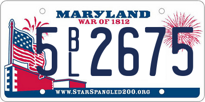 MD license plate 5BL2675