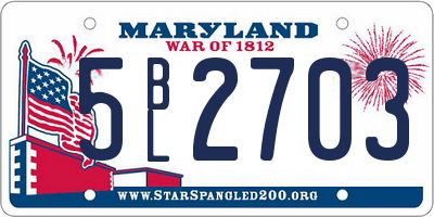 MD license plate 5BL2703