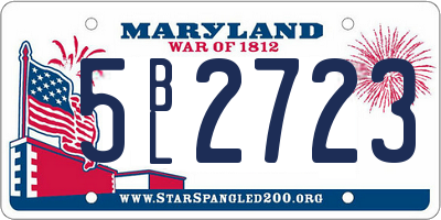MD license plate 5BL2723