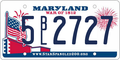 MD license plate 5BL2727