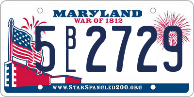 MD license plate 5BL2729
