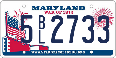 MD license plate 5BL2733