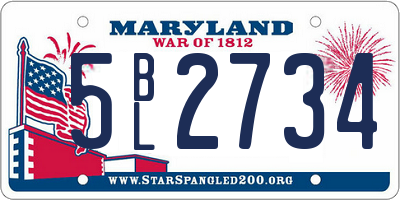MD license plate 5BL2734