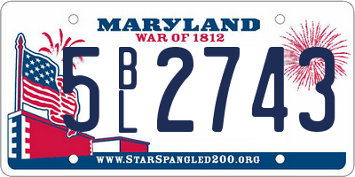 MD license plate 5BL2743