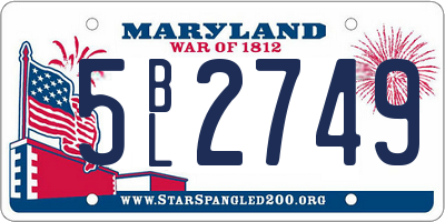 MD license plate 5BL2749