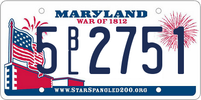 MD license plate 5BL2751