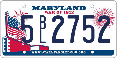 MD license plate 5BL2752