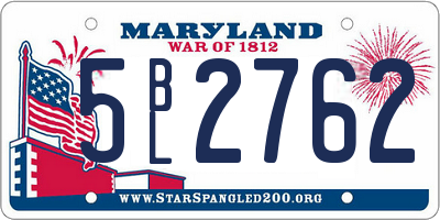 MD license plate 5BL2762