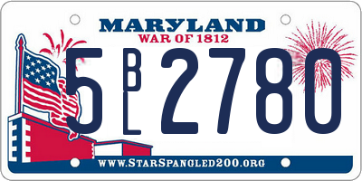 MD license plate 5BL2780