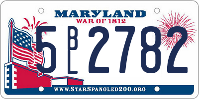 MD license plate 5BL2782