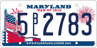 MD license plate 5BL2783
