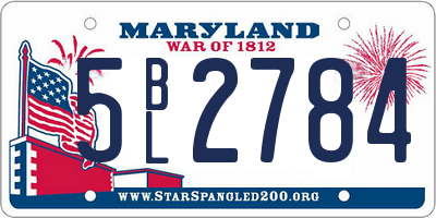 MD license plate 5BL2784