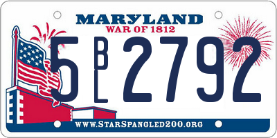 MD license plate 5BL2792
