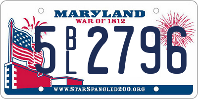 MD license plate 5BL2796