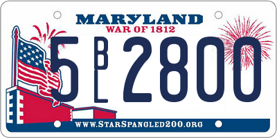 MD license plate 5BL2800