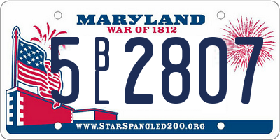 MD license plate 5BL2807