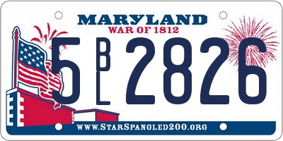 MD license plate 5BL2826