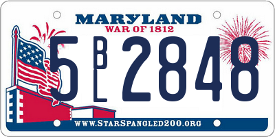 MD license plate 5BL2848