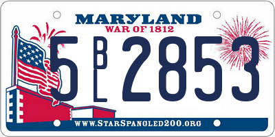 MD license plate 5BL2853