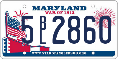 MD license plate 5BL2860