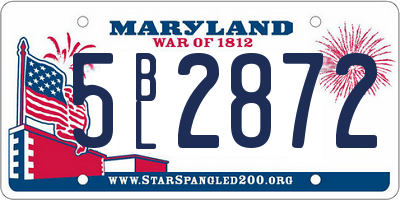 MD license plate 5BL2872