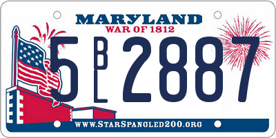 MD license plate 5BL2887