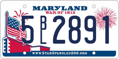 MD license plate 5BL2891