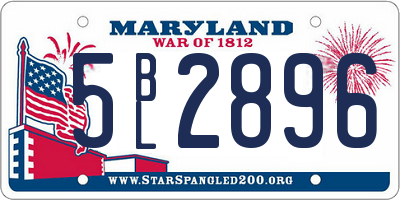 MD license plate 5BL2896