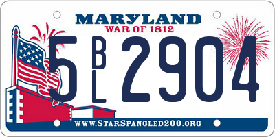 MD license plate 5BL2904