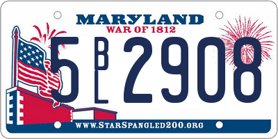 MD license plate 5BL2908
