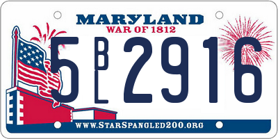 MD license plate 5BL2916