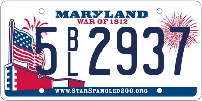 MD license plate 5BL2937