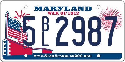 MD license plate 5BL2987