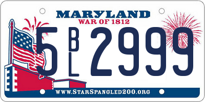 MD license plate 5BL2999