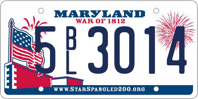 MD license plate 5BL3014