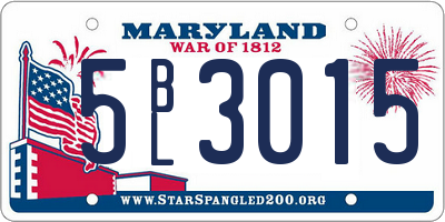 MD license plate 5BL3015